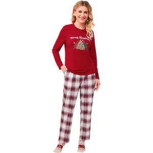Kerst Familie Pyjama Kersttrui Familie Set Lange Mouw Tops + Broek met Kerstboompatroon voor Dames Heren Kinderen