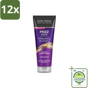 John Frieda – Conditioner – Frizz Ease – Anti-pluis verzorging – 250 ml - Voordeelverpakking - 12 stuks - Anti-pluis conditioner - Glad haar