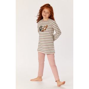 Woody pyjama meisjes/dames - multicolor gestreept - uil - 222-1-BLB-S/931 - maat 128