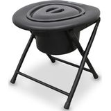 WELLCORE Toiletstoel met Toilet, Opvouwbaar, Verplaatsbaar, Compact, Aluminium Frame, Afneembaar Toilet, Gemakkelijk schoon te maken, Kleur Zwart, Tot 100 kg