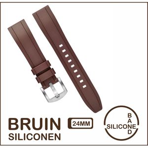 24mm Rubber horlogeband Bruin passend op o.a Casio Seiko Citizen en alle andere merken - 24 mm Bandje - Horlogebandje horlogeband, Siliconen