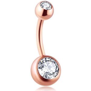 Navel Piercing - Rose Goud Met Steentjes