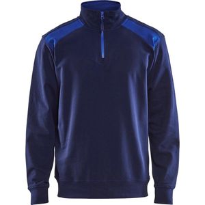 Blaklader Sweatshirt bi-colour met halve rits 3353-1158 - Marineblauw/Korenblauw - XL
