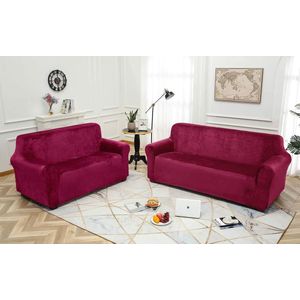 Fluwelen Zachte En Dikke Sofa Hoes Antislip Stijlvolle Hoes Voor Meubels Fluwelen Hoes Voor Hoesjes Stijlvolle Moderne Hoes Voor Fluwelen Pluche Meubels(2-Zits, Claret)