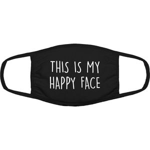 Happy face uitwasbaar & herbruikbaar mondkapje - Zwart