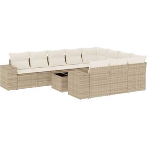 vidaXL Tuinset 11-delig - Poly Rattan - Beige