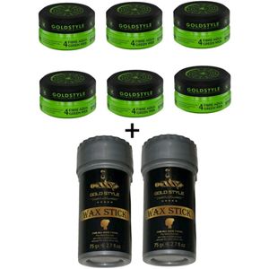 Gold Style Fibre Aqua Green Web Pomade Styling Wax 4 - 900ML + 2 x Gold Style Wax stick 150 gram - Haar wax Mannen - Styling Wax - Wax stick - haar stick