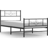 vidaXL - Bedframe - met - hoofd- - en - voeteneinde - metaal - zwart - 75x190 - cm