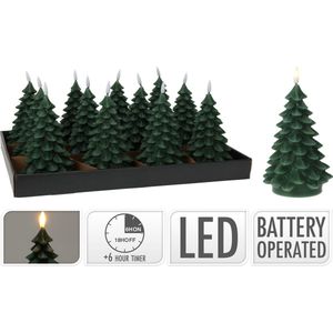 Home & Styling Kerst - Ledkaars kerstboom 17cm - LED - Donkergroen