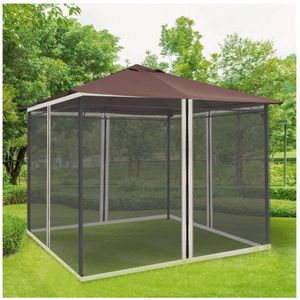 3x3 Paviljoen Muggennet met 4 Zijpanelen en Ritssluiting Zwarte Nylon-Mesh Insectenbescherming