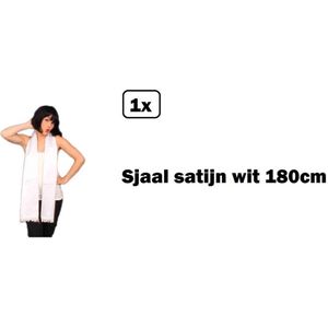 Sjaal satijn wit 180cm - Thema feest carnaval prins festival party black and white party sjawl