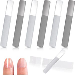 6 stuks nanoglas nagelvijlen - polijstmachine - glazen nagelvijl met etui - voor natuurlijke nagels - glazen nagelshiner