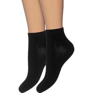 Bonnie Doon Bamboe Sneakersokken Dames Zwart maat 36/42 - 2 paar - Licht, Ademend, Soepel - Zeer Comfortabel en Zacht - Zakken niet af - Korte sokken - Bamboo Viscose Rayon - Antibacteriële Werking - Milieubewust - Black - OL0410992.101