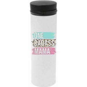 Thermosfles-500 ml-warm en koude dranken-speciaal voor mama-one badass mama mint luipaard roze