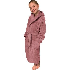 Badstof badjas voor kinderen, ochtendjas met zakken, capuchon, riem, kinderbadjas voor jongens en meisjes, 100% katoen
