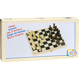 Goki Inklapbaar Schaakspel - Houten schaakbord opvouwbaar - Geschikt voor kinderen en volwassenen - Inclusief schaakstukken