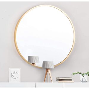 Ronde spiegel met roségouden metalen frame HD wandspiegel van glas 50 cm voor badkamer, kleedkamer of woonkamer make-upspiegel