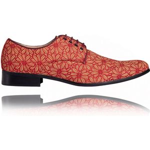 Red Cork Flower - Maat 39 - Lureaux - Kleurrijke Schoenen Voor Heren - Veterschoenen Met Print