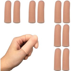 SNQ 10 stuks - Vingerbeschermers - Gel vingerbeschermers - Siliconen vingertopbescherming - Vingerbeschermers, ideaal voor het verlichten van triggerfinger, artritis in de vingers, gebarsten vingers en andere vingerpijn - 5×1,4 cm - beige