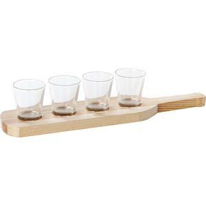 Cosy&Trendy Plankje Met 4 Borrelglaasjes
