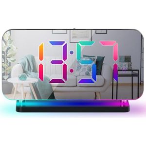LED Wekker met Dynamisch RGB Kleurenscherm en Spiegel Oppervlak