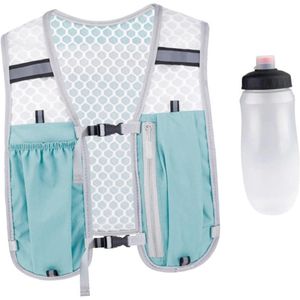 Hardloopvest - Lichtgewicht, ademend ontwerp met waterflespasvorm - Verstelbare reflecterende panelen - Geschikt voor wandelen en fietsen (lichtblauw)