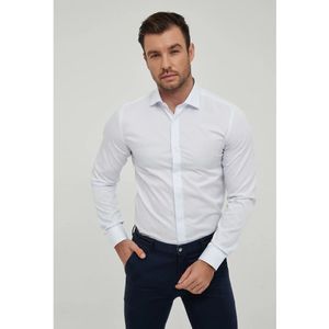 Overhemd, Maat XXL, Lange mouwen, Met Italiaanse Kraag, Wit