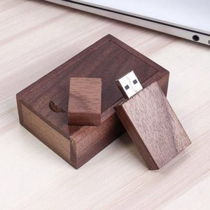 128GB 3.0 Walnoot rechthoek hout usb stick in hout doos