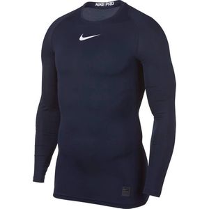 Nike Pro Top Ls Compression Sportshirt Heren - Donkerblauw