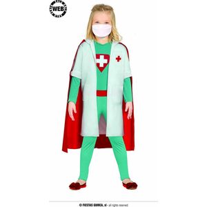 Fiestas Guirca Kostuum Super Dokter Meisjes Rood Maat 7-9 Jaar
