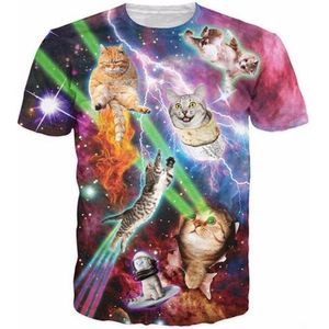 Gigantisch fout kattenshirt Maat S Crew neck - Festival shirt - Superfout - Fout T-shirt - Feestkleding - Festival outfit - Foute kleding - Kattenshirt - Regenboogshirt - Kleding fout feest