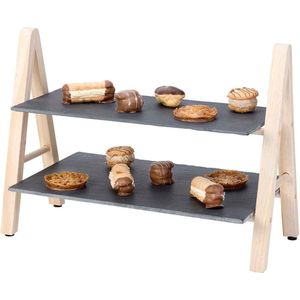 Cosy & Trendy Etagere / Serveertoren - 32 x 27 cm - Leisteen - 2-laags