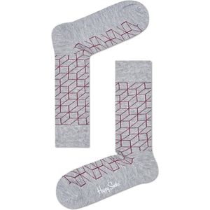 Happy Socks Optic Sokken - Grijs/Rood - Maat 36-40