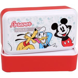 Disney Mickey Mouse - 2x wit-rode vershouddoos, broodtrommel 5x5x18,5 cm