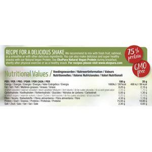 Ekopura Natural Vegan Protein Vanille - Plantaardig Eiwitpoeder, Duurzaam Geproduceerd - 500 gram