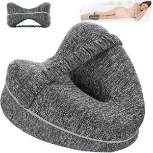 Kniekussen voor in het bed - Orthopedisch kussen - benen - kniekussen - zijslapers - afneembare overtrekken - traagschuim - beenkussen - ergonomisch - zijslaapkussen - ontlasting van kniepijn - heupen - rug - grijs Kniekussen voor in het bed
