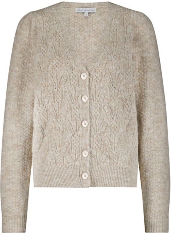 Red Button - Cardigan Ajour - Beige - Mélange - V-hals