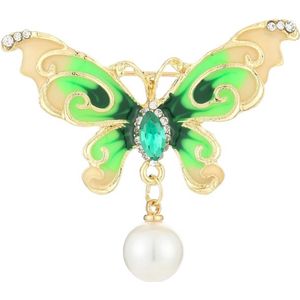 Trendy - Broche - Sierspeld - Luxury Butterfly Pearl - Groen