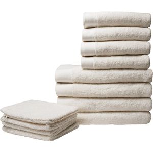 HOOMstyle Badgoedset Aanbieding 4x Badlaken 70x140cm & 4x Handdoek 50x100cm & 4x Washandjes - Voordeelset - Off White