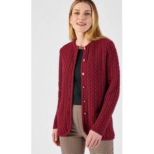 Damart - Kabelgebreide vest van 80% lamswol - Rood - S