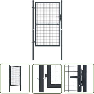 The Living Store Tuinhek - Gegalvaniseerd Staal - Hoge stabiliteit - Roestbestendig - 100x250 cm (BxH) - 85.5x200 cm (BxH) - Antraciet - 3 sleutels