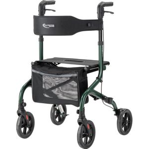 MultiMotion® Rollator Lumo Groen - Lichtgewicht (slechts 5,9 kg) en opvouwbaar - Inclusief rugsteun en wandelstok houder - Voor binnen en buiten