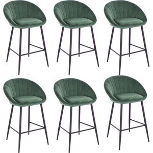 Lina® Liberty Barstoel Groen- Set van 6 - Velvet - Barkrukken