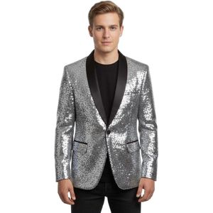 Glitter Zilver Colbert - Blazer - Jasje - Heren - Kostuum - Party - Feest