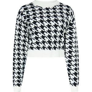 Mymo - Jumper - Wit - Cropped Jacquard Trui - Lange Mouwen