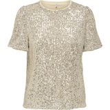 Only - Onlana ss loose sequins top - Beige - T-shirt