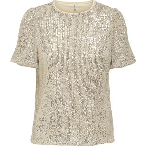 Only - Onlana ss loose sequins top - Beige - T-shirt
