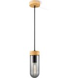 Home Sweet Home - Moderne Hanglamp Capri - hanglamp gemaakt van Glas en Hout - Rook - 10/10/132cm - Dekra getest - geschikt voor E27 LED lichtbron