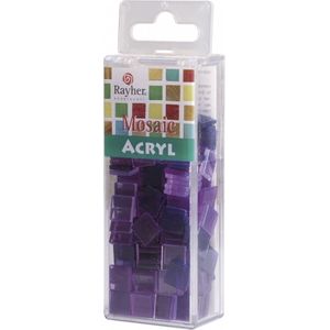 205x stuks Acryl mozaieken maken steentjes/tegeltjes violet paars 1 x 1 cm - Hobby knutselen artikelen