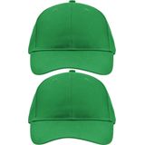 2x stuks 6-panel baseball groene caps